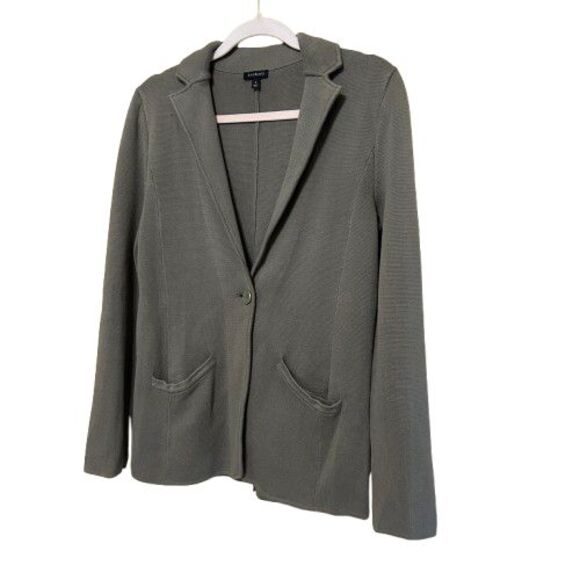 Talbots Knit Blazer Sweater Jacket Womens Small Sage Green One Button Pockets - Picture 2 of 8